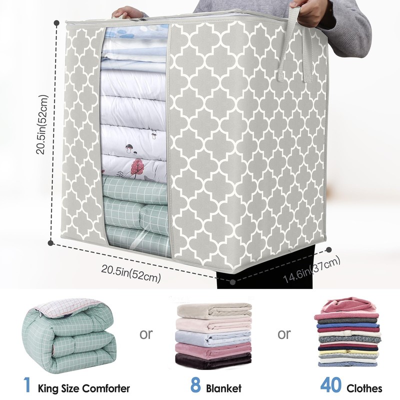 WISELIFE Storage Bags 3 Pack/100L Large Blanket Clothes Organization and