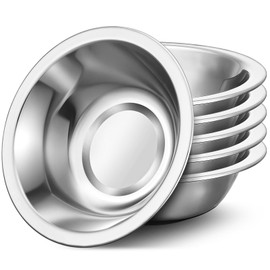 Offiper SUS304 Stainless Steel Mixing Bowls Lightweight, 6 pack 8.7" Wide Prep Metal Bowls with Flat Base for Meal, Cooking, Serving, Kneading Dough, Camping