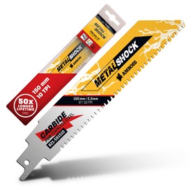 AMBOSS METAL SHOCK – 1 x Reciprocating Saw Blade Length 150 mm / 10 TPI – Ideal for Demolition / Construction / Disassembly / Piping Construction – Suitable for Stainless Steel and Steel