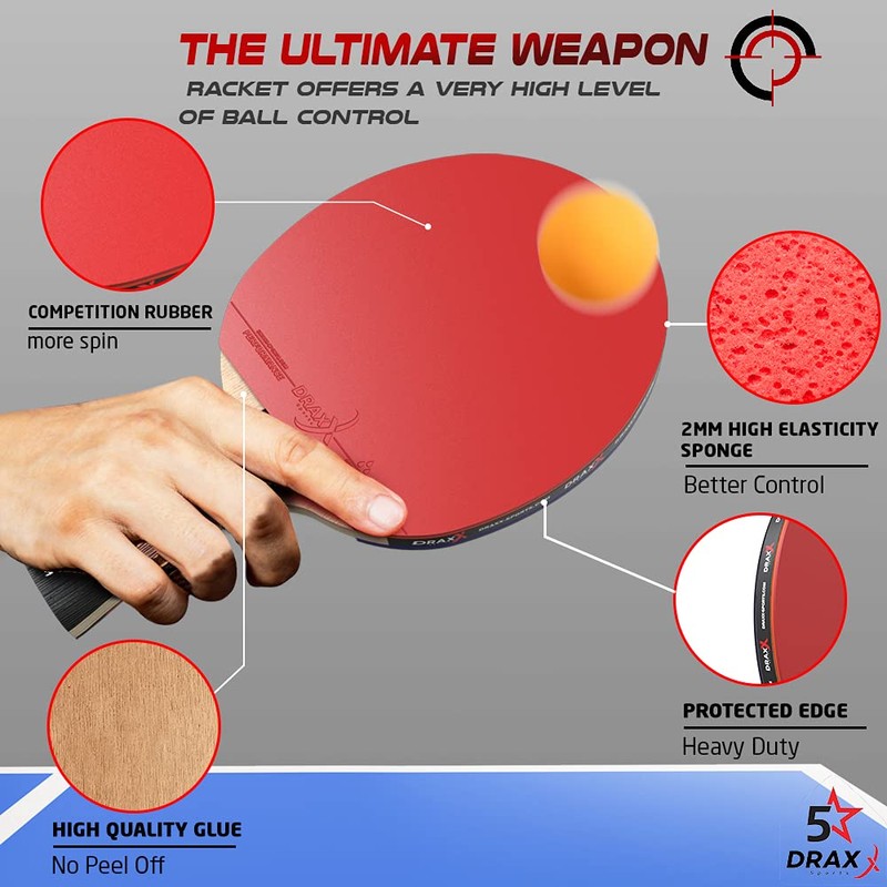 DRAXX Table tennis bat | 5 Stars Grade | Carbon