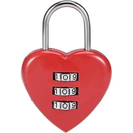 Combination Lock, Heart Shape 3 Digital Password Padlock, Mini Outdoor Combo Gate Lock for School Gym Locker, Fence Gate, Toolbox, Employee Hasp Locker Combination Padlocks (Red)