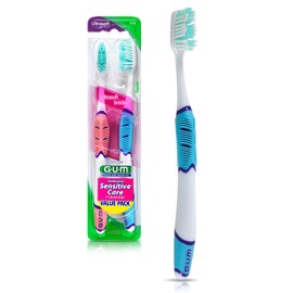 GUM Technique Sensitive Care Toothbrush with Quad-Grip Handle, Full Head & Ultra Soft Bristles for Plaque Removal That’s Gentle on Gums, 2ct(6Pk)