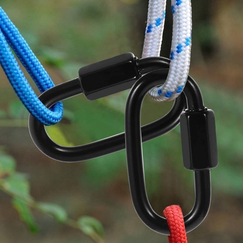 TEHAUX Locking Stainless Outdoor Heavy Carabiner Hammock Quick Re for
