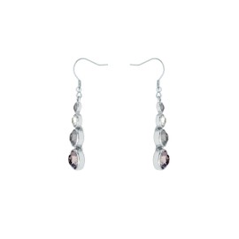 Karen Millen Crystal Teardrop Earrings For Women (Silver/Black Multi Crystal)