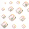 Carufin Pack of 24 Square Flowers False Nails Glitter Shiny