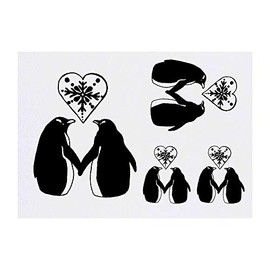 4 x 'Love Penguins' Temporary Tattoos - Water Resistant, Skin-Safe, Non-Toxic Transfers, Mixed Sizes (TO00012800)