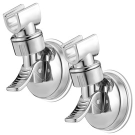 Uonlytech 2pcs Adjustable Shower Head Holders No Drill Showering Holder Wall Mount Removable Shower Head Bracket Shower Fitting for Bathroom Marble Glass Metal Ceramic