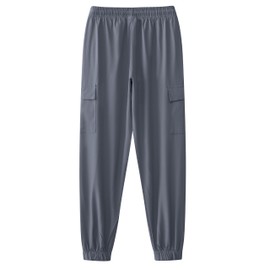 ANHDM Boys Athletic Quick Dry Cargo Pants Lightweight Hiking Jogger Pants with Zipper Pockets, Gray, 13-14 Years