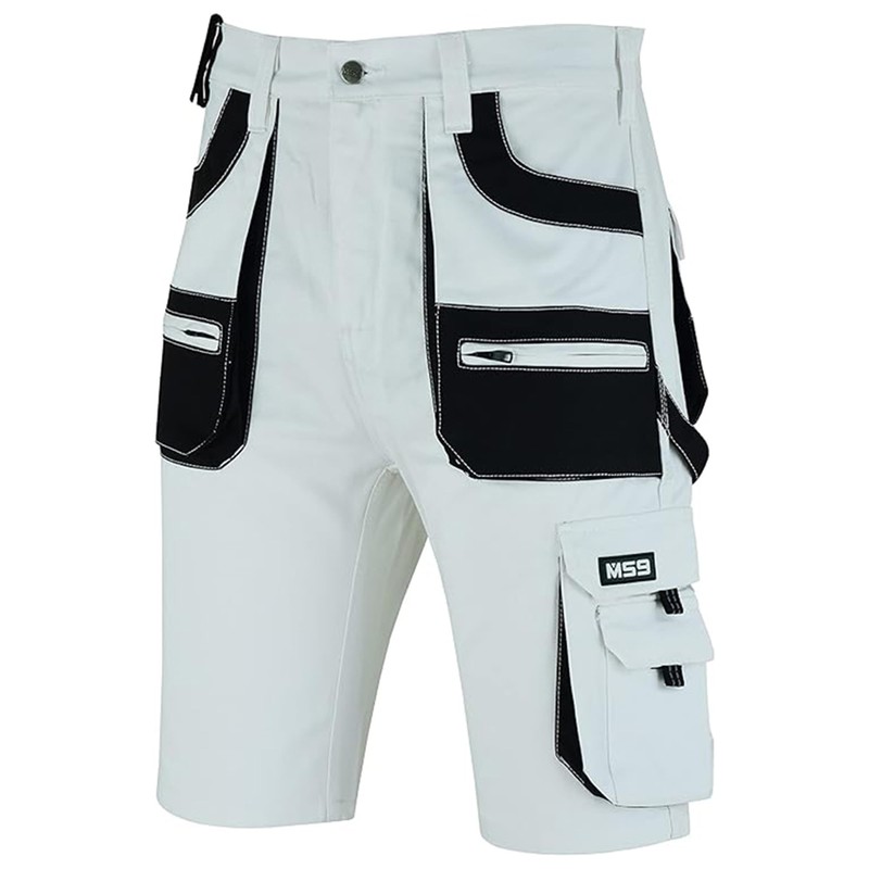 MS9 Mens Cargo Combat Painter Work Working Short Shorts White