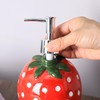 Bicuzat Large Capacity Ceramic Red Strawberry Shaped Soap Dispenser with