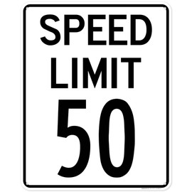 Speed Limit 50 Mph Sign, 24x30 Inches, 55 mil thick HDPS (high density polystyrene), Made in USA by My Sign Center