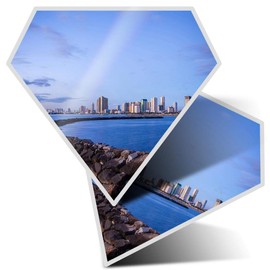 2 x Diamond Stickers 7.5 cm - Manila Bay Skyline Philippines Sea Fun Decals for Laptops,Tablets,Luggage,Scrap Booking,Fridges, #21837
