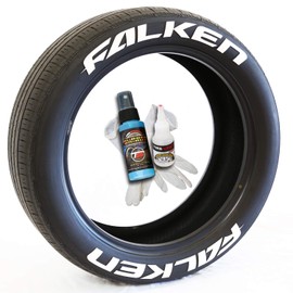 Tire Stickers Falken Permanent Tire Lettering Kit USA Made with Glue - Custom Sizing/Colors - (Pack of 4)