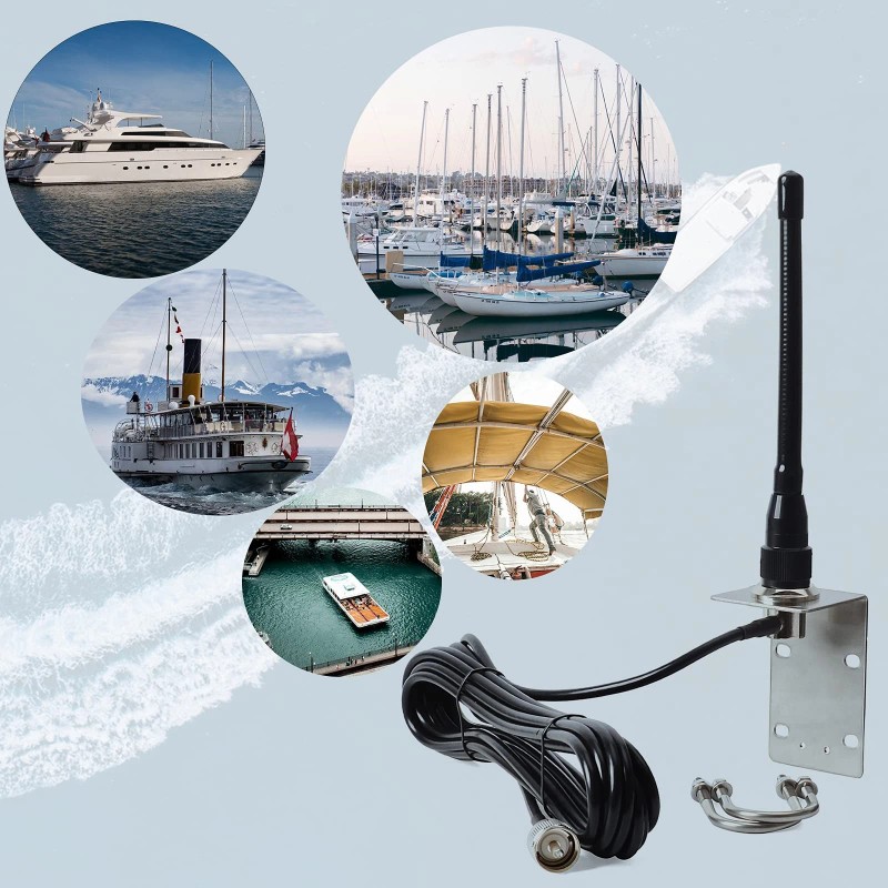 Hys Vhf Marine Antenna Low-profile 156-163Mhz Antennas W/16.4ft(5m) Rg
