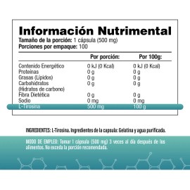 L- Tirosina 100 Cpsulas - Sv Sin Sabor