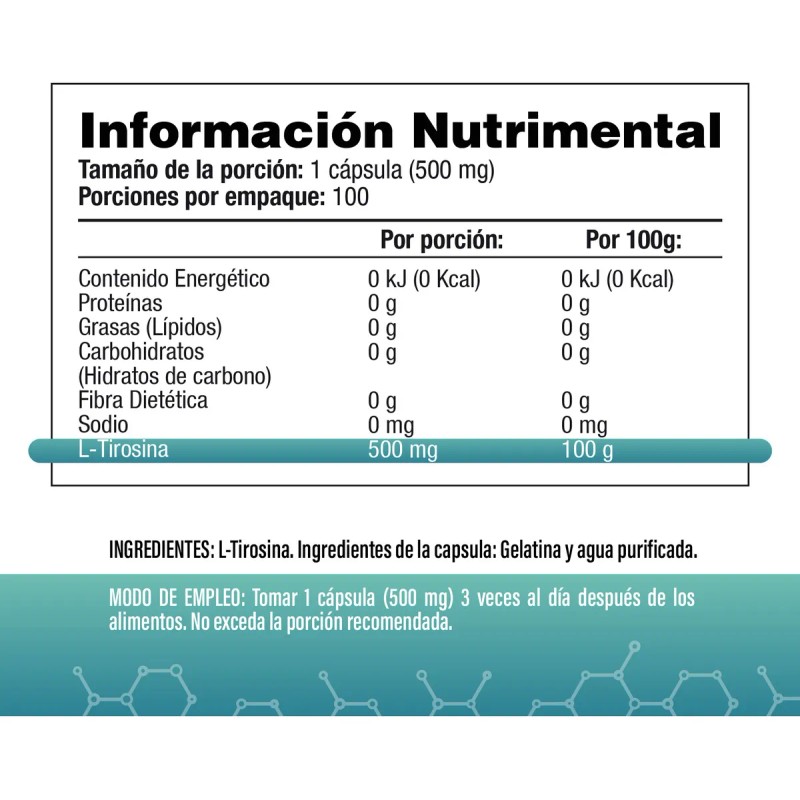 L- Tirosina 100 Cpsulas - Sv Sin Sabor