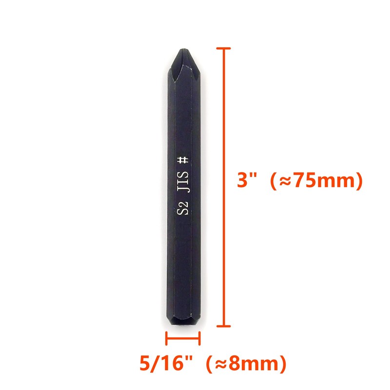 JIS B4633 Impact Screwdriver Bits For Impact Driver, 5/16" Hex