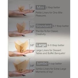 Bake Choice Nordic Paper100pcs Large Size Brown Tulip Cupcake Liners for Baking Cups EU Parchment paper Tulip Muffin Liners, Cupcake Wrapper for Party, Christmas