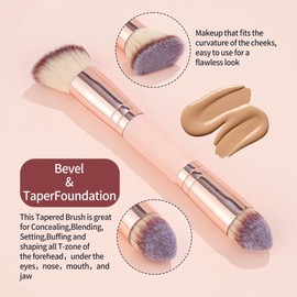 Glamberry Makeup Brushes 5 Pcs 9 In 5 Double-Sided Powder, Foundation, Contour, Concealer, Eyeshadow Makeup Brush Set Pink and Rose Gold Suitable for Travel, Gifts, Makeup Lovers