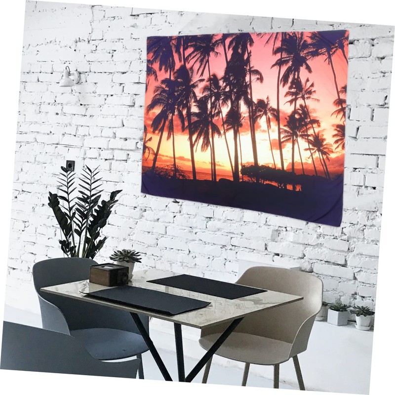 DOITOOL 1Set Creative Beach Tree Landscape Tapestry Vivid Wall Hanging