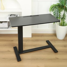 Adjustable Overbed Bedside Table with Wheels, Rolling Tray Desk for Couch Laptop & Hospital Use, Height-Adjustable Bed Table with Wheels, Adjustable Tray Table, Hospital Tray Table (Black)