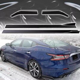 LUC FOR NISSAN MAXIMA 2019-2022 GLOSS BLACK SIDE SKIRT ROCKER + REAR SIDE SPLITTER