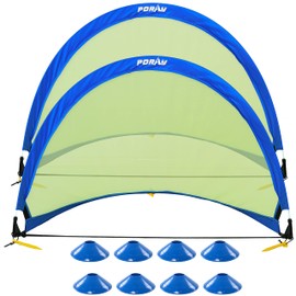 porayhut Poray Soccer Goal for Kid Easy-up Set of Two Portable 4FT Soccer Net 210D Oxford with 8 Field Marker Cones Extra Stakes Fun for Backyard and Soccer Training (4FT Long Blue Goal Set)