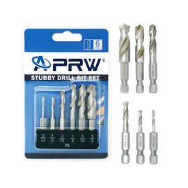 Stubby Drill Bit Set for Metal,6 pcs 1/4" Hex Shank M2 HSS for Quick Change,Short Drill Bits for Right Angle Adapter and Tight Spaces,Metal Drill Bit Set for Steel, Wood, Plastic, etc.