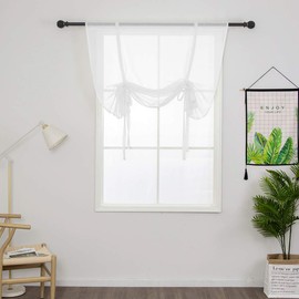 Vctops - Cortinas de gasa transparente de color liso con filtro de luz para ventana pequeña, 1 panel (99 x 139 cm), color blanco