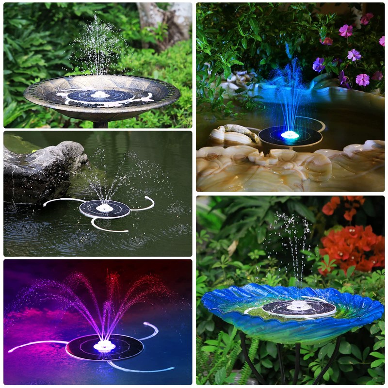 AISITIN 3.5W Solar Fountain with Lights & 1500mAh Battery Backup