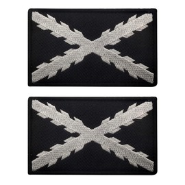 2 PCS AliPlus Spain Burgundy Cross Flag Patches Embroidered Patches Tactical Morale Patch Hook and Loop(Black White)