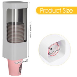 Molain Cup Dispenser Wall Mounted, Bathroom Cup Holder for 3oz-5oz Disposable Paper and Plastic Cups, Water Cooler Cups Dispenser with Adhesive Plate, Ideal for Home, Office, Gym, and More(Black)