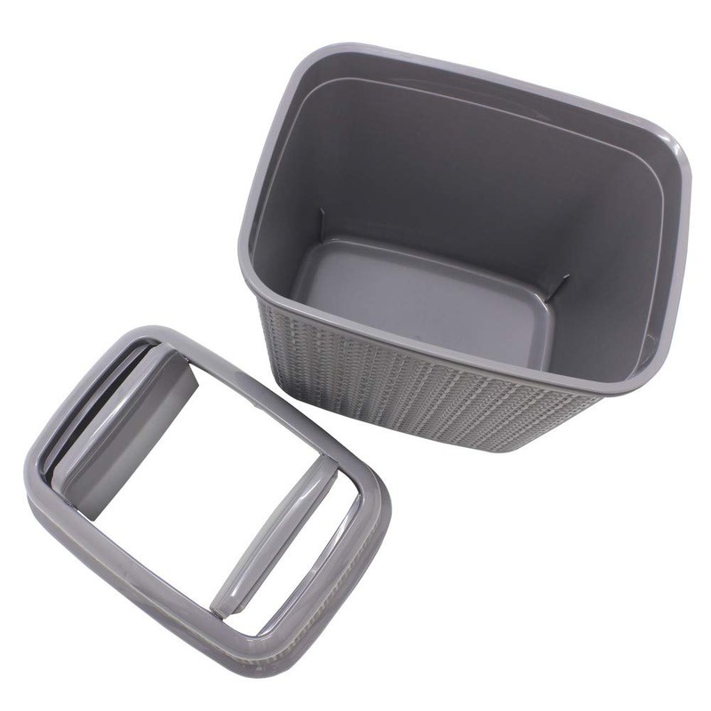 JVL 13-357GY Knit Design Loop Plastic 10 Litre Push Top