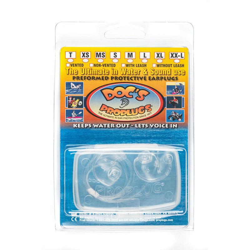 Doc's Proplugs - Extra Small (Vented), Clear w/Leash