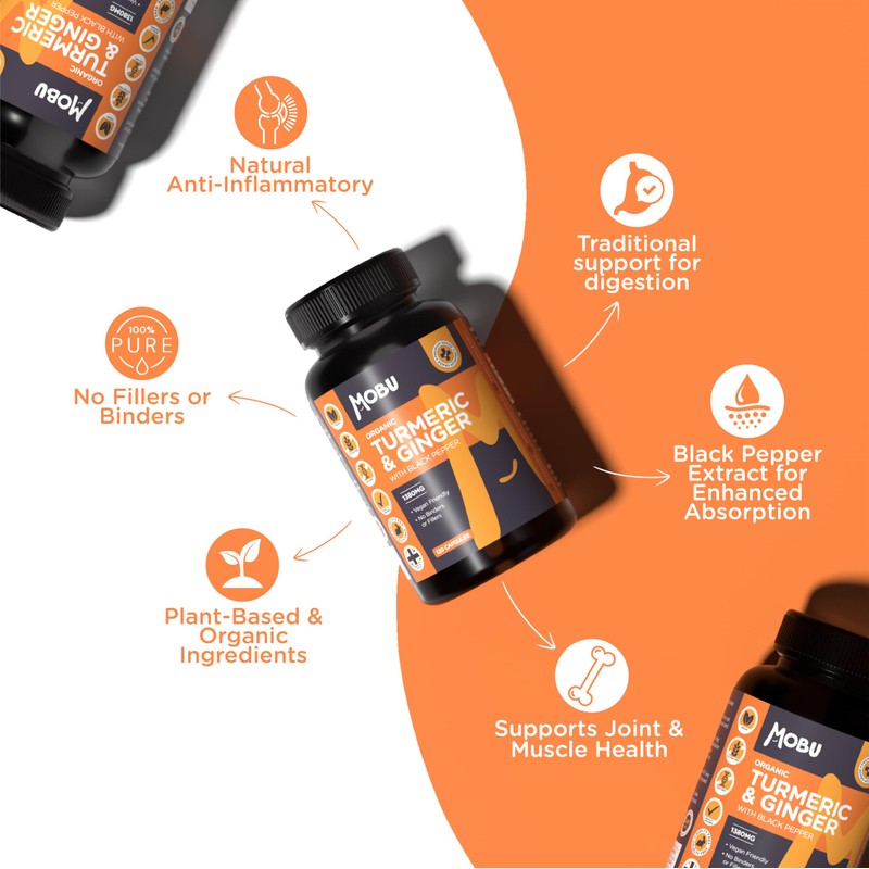 Organic Turmeric 1380mg with Black Pepper & Ginger - 120