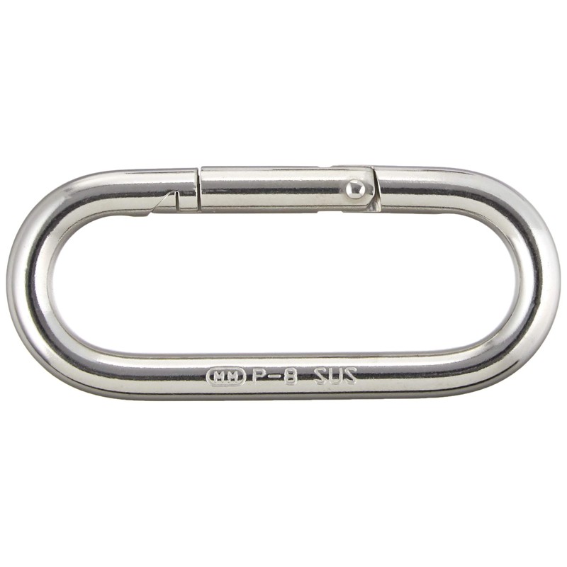 Trusco TPKB-8(P) Petite Carabiner, Stainless Steel, Silver, 0.3 inches (8