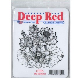 Deep Red Stamps Lotus Rubber Cling Stamp 3.2 x 3 inches