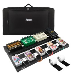 AZOR 22" x 12.5" Guitar Pedal Board Aluminum Alloy with Power Supply Cradle，Effect Pedalboard with Carry Bag