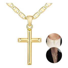 Diguiduk® Collar Cadenas Cruz Dijes Hombres Joyeria Acero Inoxidable 50+5cm Color Dorado Collares De Mujer Collares De Moda Para Halloween Tamaño de la cruz 5 cm de longitud 3 cm de ancho