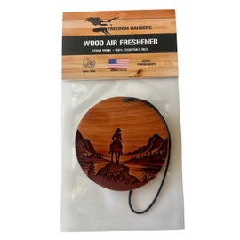 Freedom Hanger - Horse Horizon Ride Air Freshener - All Natural Wood Air Freshener - Car Odor Eliminator - Made in USA Chemical Free