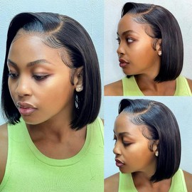 Tascal Bob Wig Human Hair 13x6 Straight Bob Human Hair Wig Short Bob Straight Lace Front Wigs Human Hair Wigs for Black Women Pre Plucked with Baby Hair 8 Inch