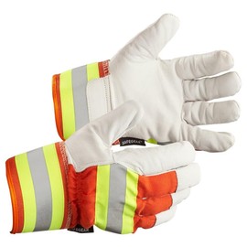 J. J. Keller & Associates, Inc. High Visibility Goatskin Leather Gloves, Fleece Insulated, Rubber Safety Cuff, X-Large, SAFEGEAR