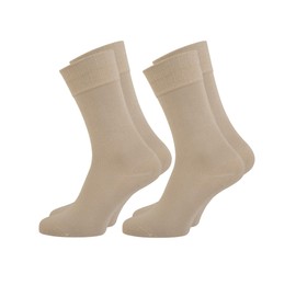 Nur Die Pack of 2 Bamboo Comfort Socks Men's Soft Comfort Band Bamboo Socks, Beige grey