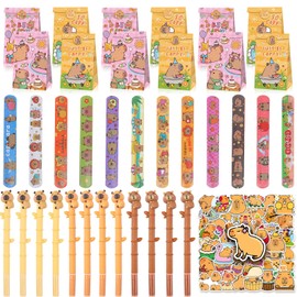 Phlognfy Capybara Children's Birthday Gifts, Capybara Party Bag, with Gift Bags, Clap Bracelets, Cartoon Neutral Pen Sticker, for Girls, Boys, Capybara Theme Party Gifts