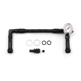 Braided AN6 Dual Feed Carb Fuel Line Double Pump for Holley 4150 Carburetor with vacuum pressure gauge