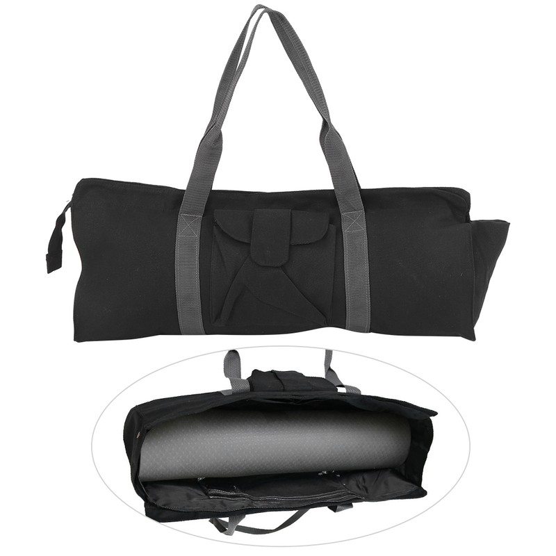 Multifunctional Canvas Yoga Gym Mat Carrier Storage Bag Single Shoulder