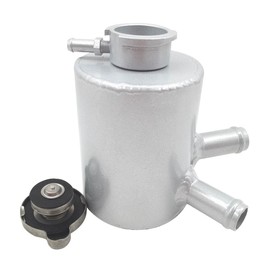HCHCSPEED Universal 4"x3" Aluminum Radiator Coolant Reservoir Expansion Overflow Header Water Tank Bottle with Cap Silver