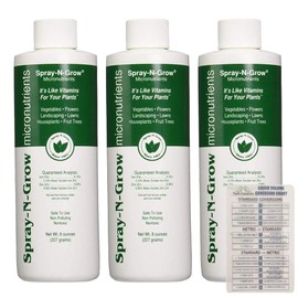Spray-N-Grow Micronutrients, 8 oz Bottle (3 Pack) + Twin Canaries Chart