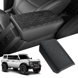 LINKCRO Center Console Armrest Cover for Ford Bronco 2021-2024，TPE & Waterproof Armrest Pad Cover Prevent Pets Scratches Pad Interior Arm Rest Covering