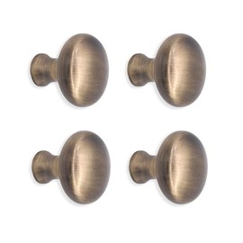 Infinity Decor Mushroom Shaped Modern Solid Brass Round Cupboard Knobs Antique Brass Pack of 4 Pull Handles 38mm – Ideal for Drawer Cabinets Doors 